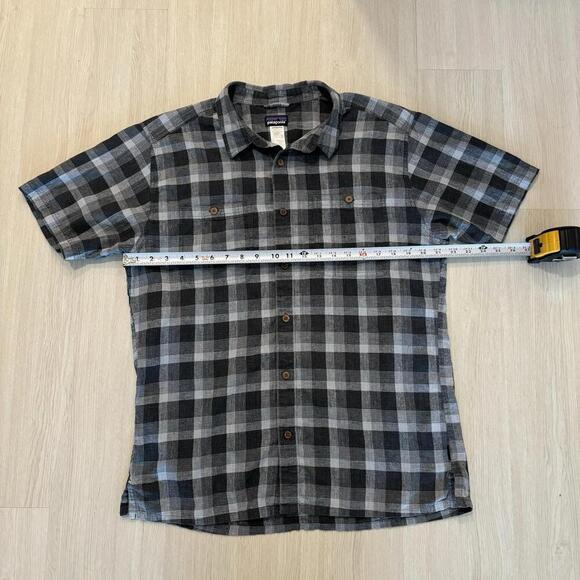 Patagonia Mens Large Button Up Organic Cotton Gauze Plaid Short Sleeve Shirt - Picture 6 of 7